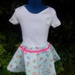 Girls Blue Floral Twirly Full Skirt