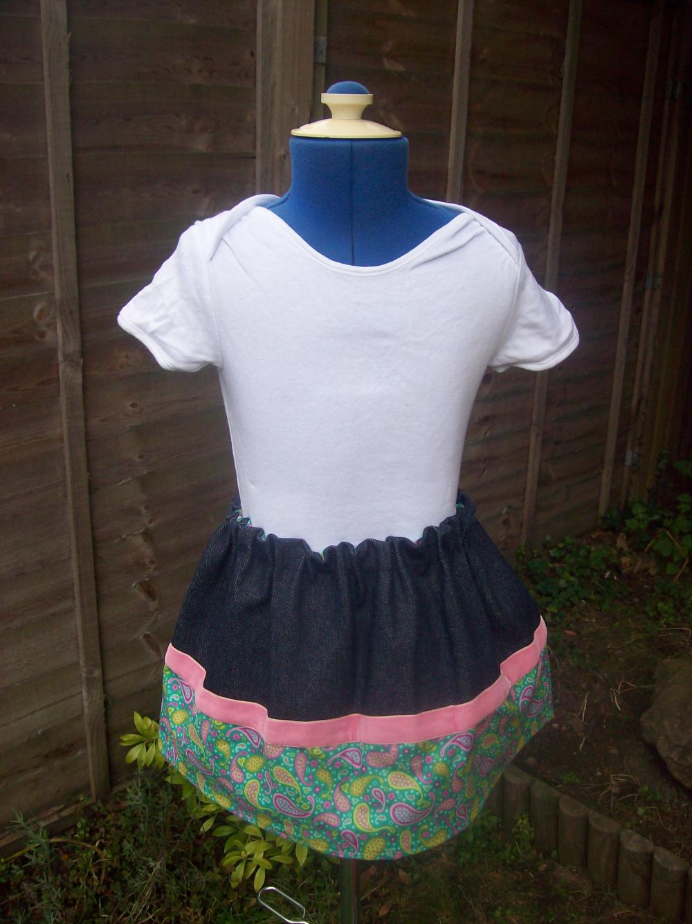 Girls Denim And Cotton Skirt