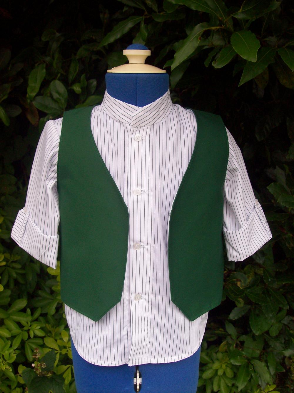 Boys White And Green Waistcoat And Shirt Set